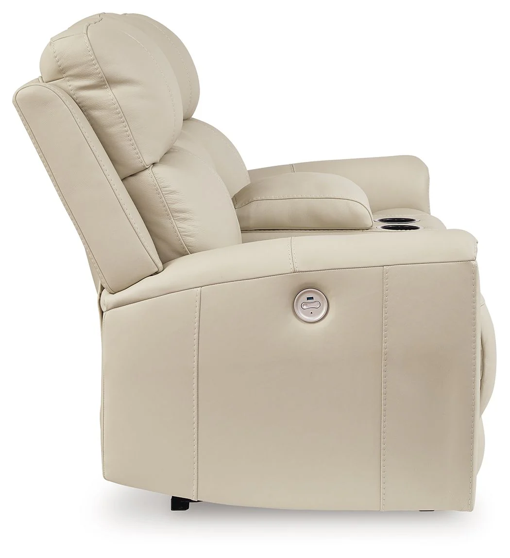 Dahlmoore - Dbl Power Reclining Loveseat With Console - Almond - Image 7