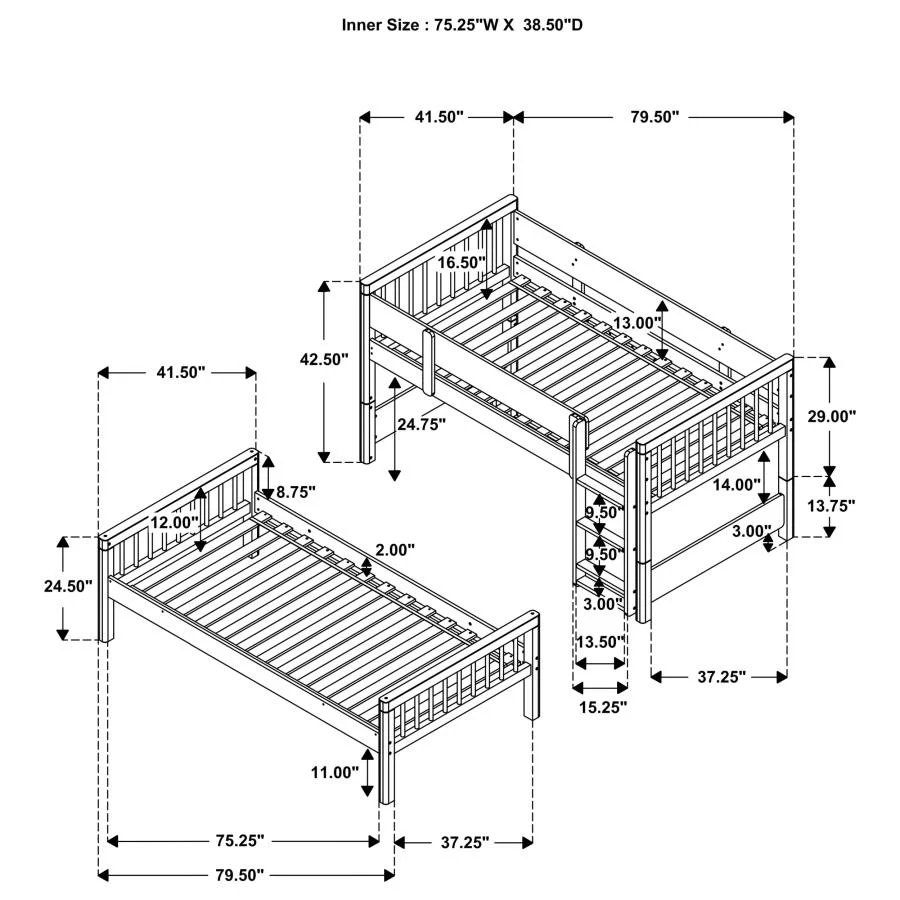 Dakota - Wood Twin Over Twin Bunk Bed - Natural - Image 13