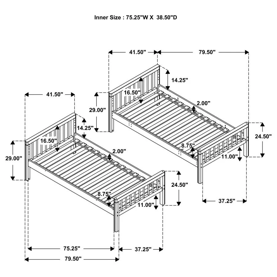 Dakota - Wood Twin Over Twin Bunk Bed - Natural - Image 15