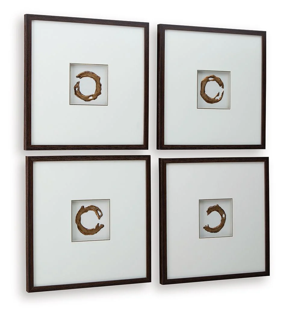Dallbourne - Wall Art Set (Set of 4) - White / Gold Finish - Image 4