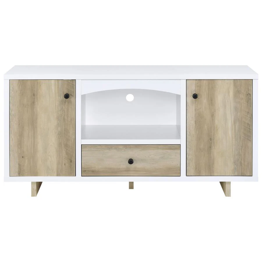 Dalton - 2 Door Storage Credenza - White And Distressed Pine - Image 4