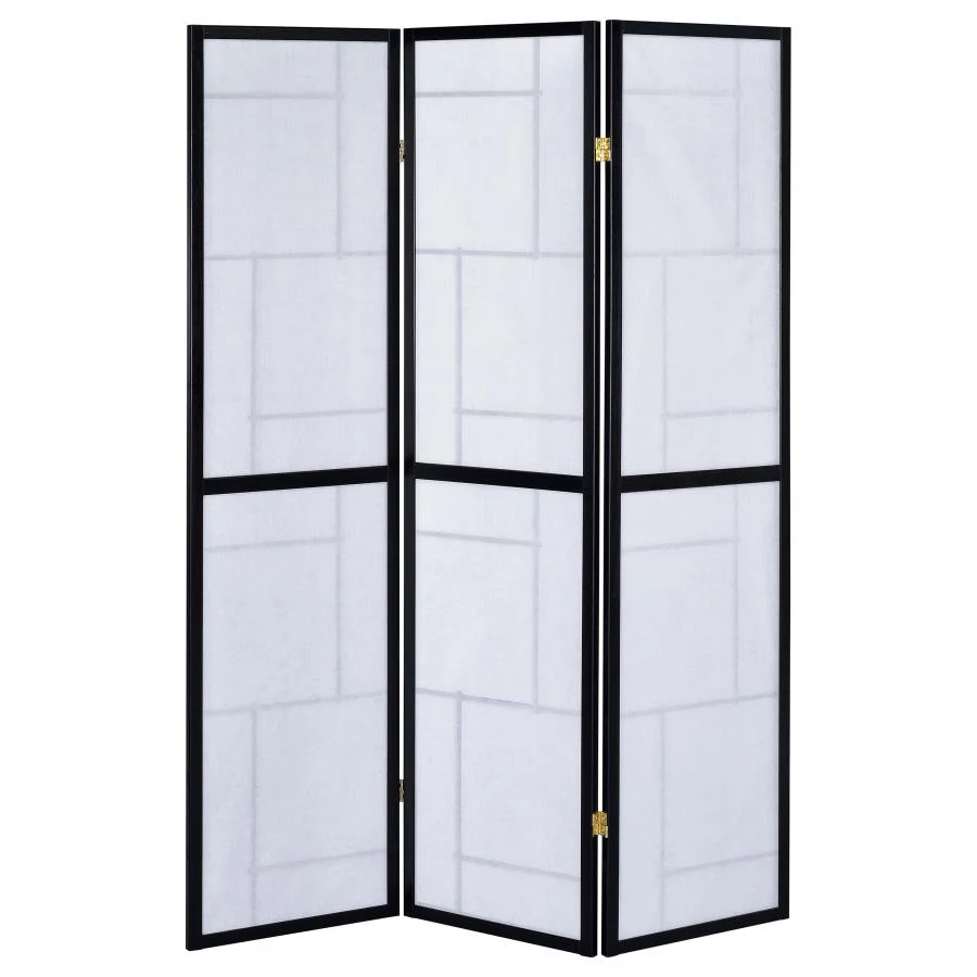 Damis - 3-Panel Room Divider Folding Shoji Screen - Black - Image 5