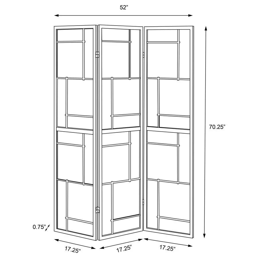 Damis - 3-Panel Room Divider Folding Shoji Screen - Black - Image 7