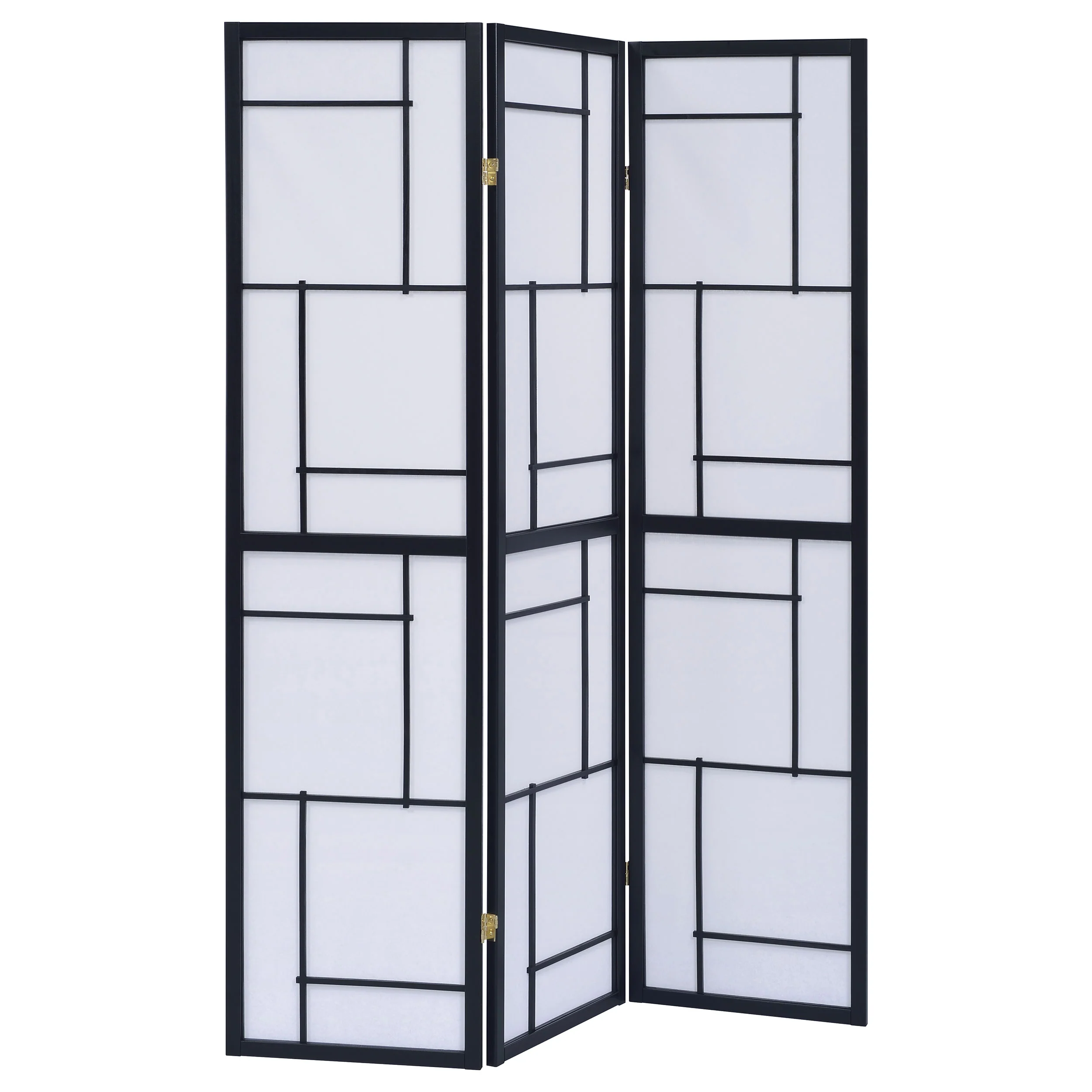 Damis - 3-Panel Room Divider Folding Shoji Screen - Black - Image 8