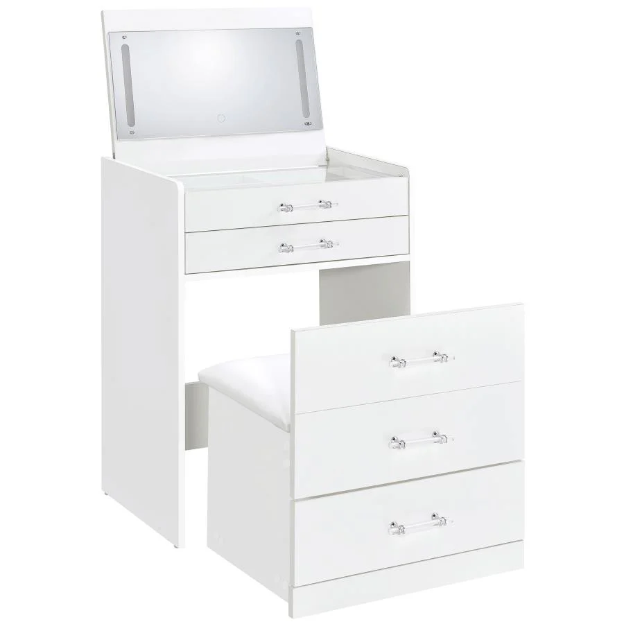 Danbury - 3-Drawer Makeup Vanity & Stool Set - Image 2