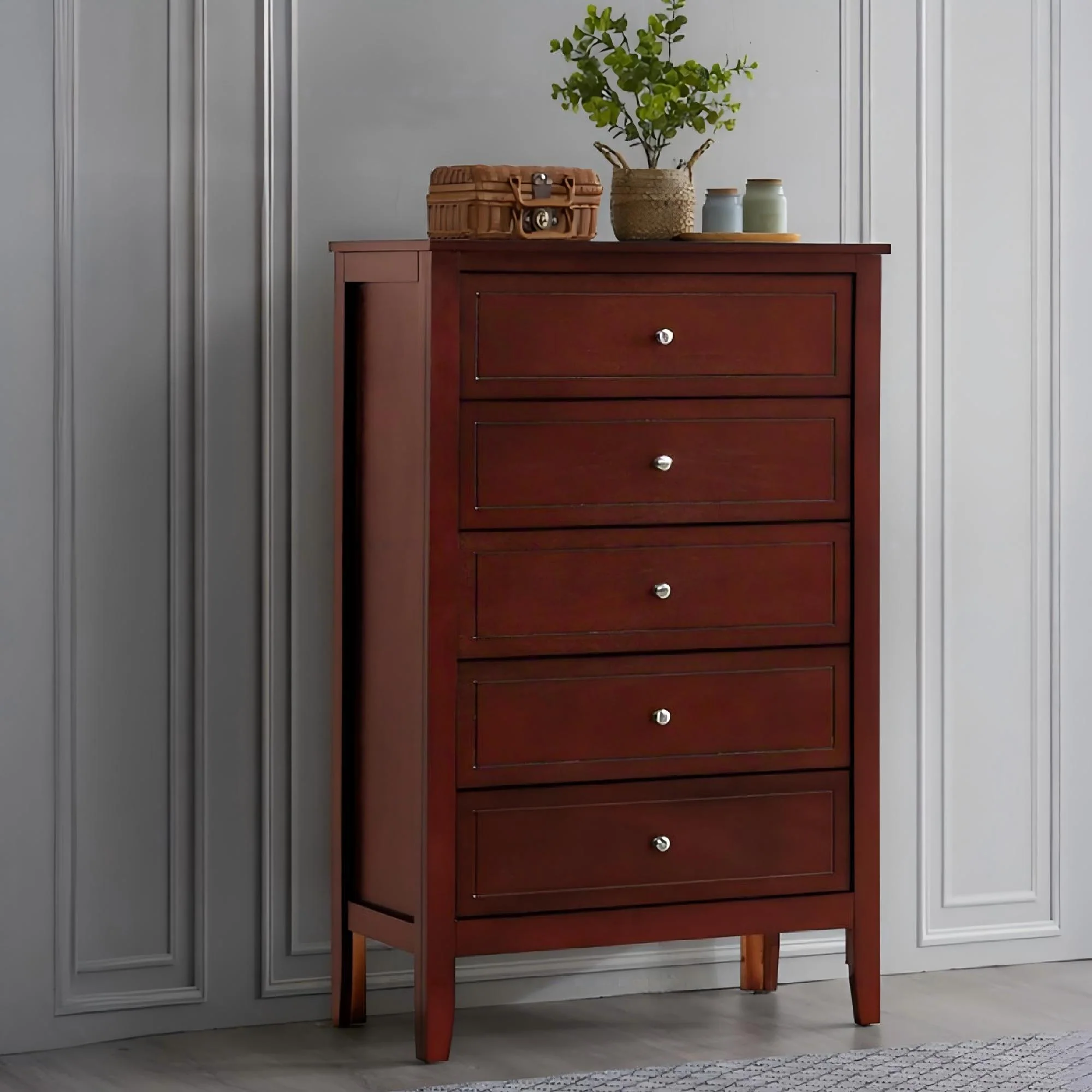 Daniel - Chest, 5 Drawer Storage Unit - Cherry - Image 7