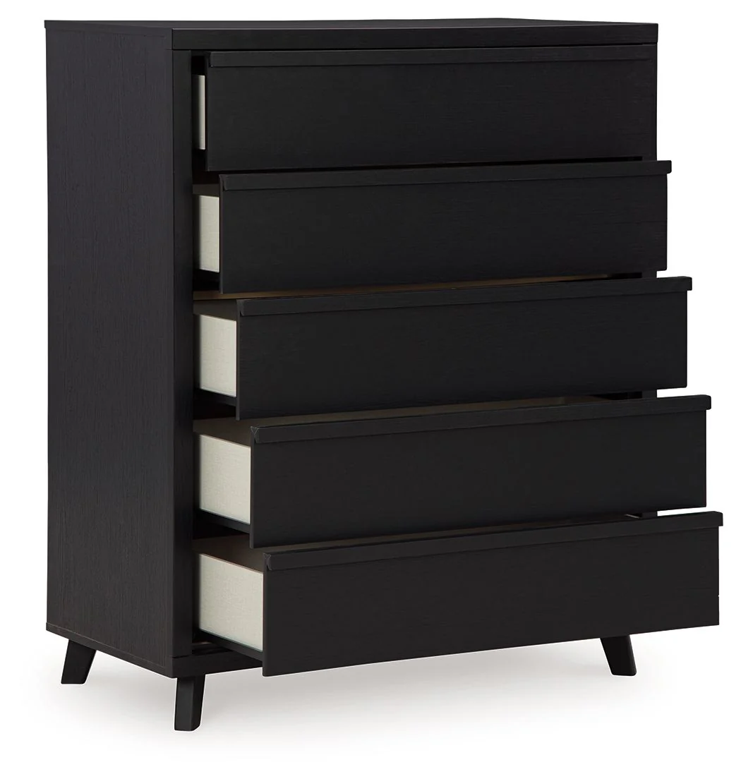 Danziar - Five Drawer Wide Chest - Black - Image 7
