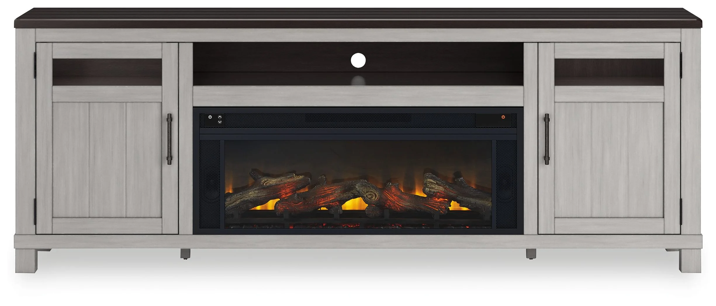 Darborn - 88" TV Stand With Electric Infrared Fireplace Insert - Gray / Brown - Image 3