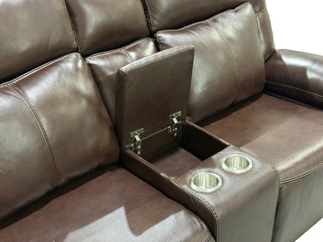 Dark Brown 3‑Piece Reclining Living Room Set with Top‑Grain Leather Seating - Image 4