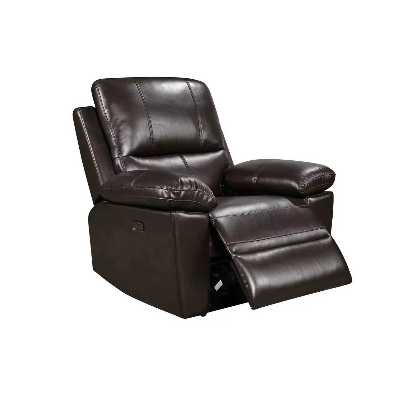 Dark Brown Power Recliner with Padded Arms - Image 3