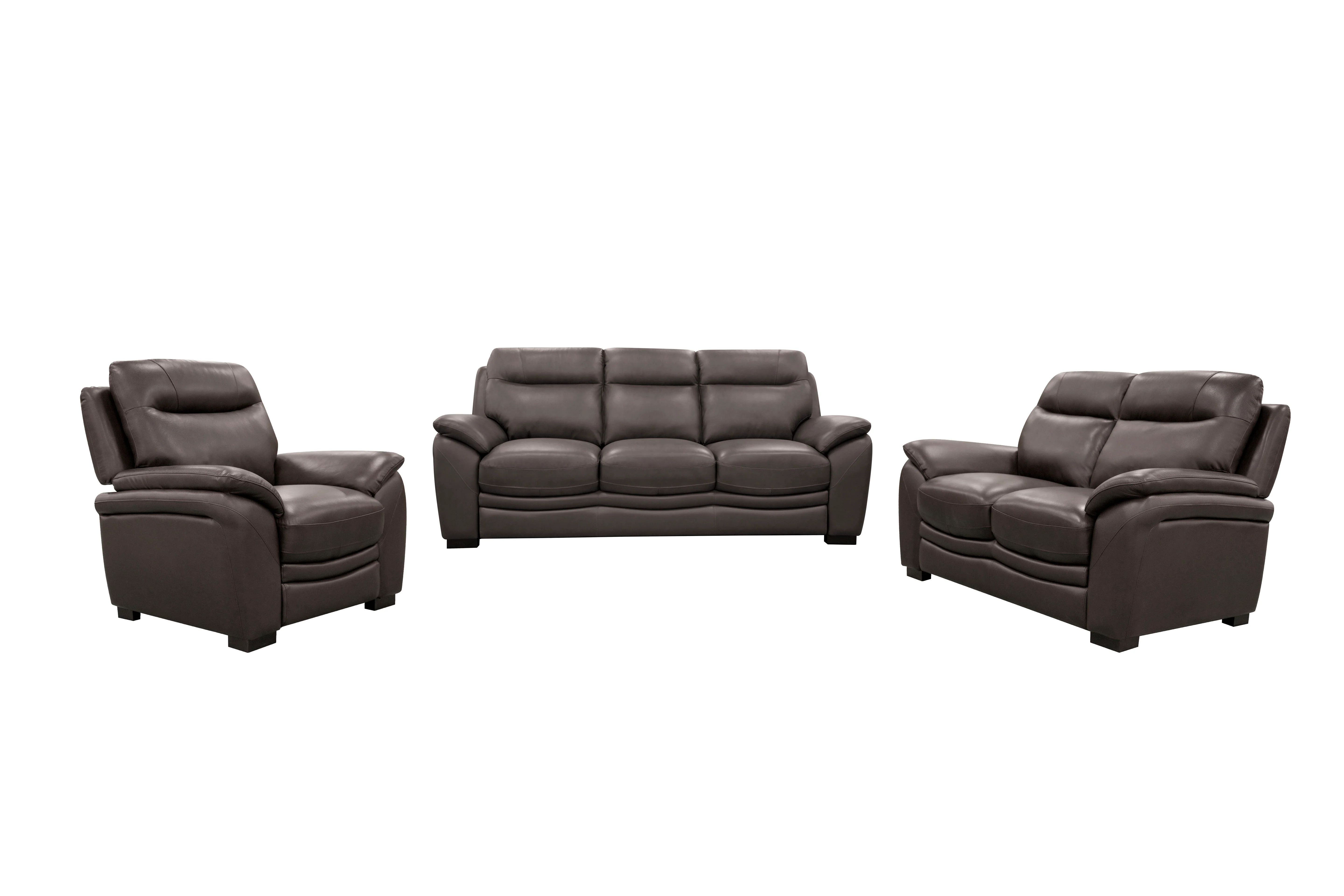 Dark Brown Top Grain Leather 3-Piece Living Room Set with Sofa, Loveseat & Chair - Image 3