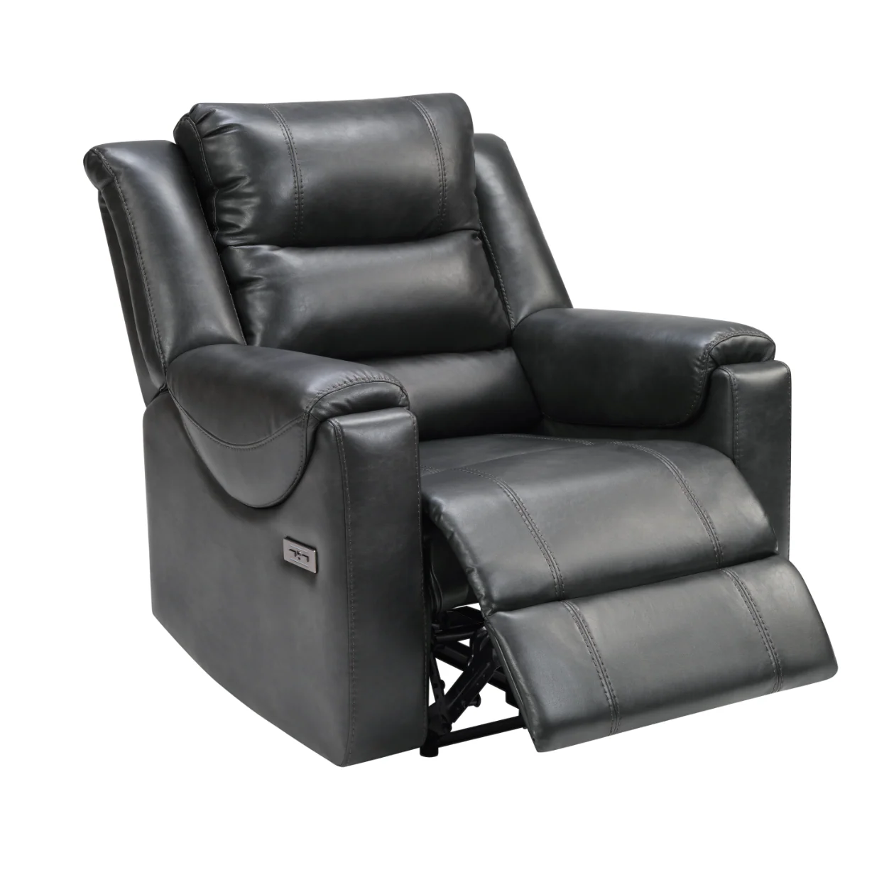 Dark Gray Dual Power Recliner with Power Headrest - Image 2