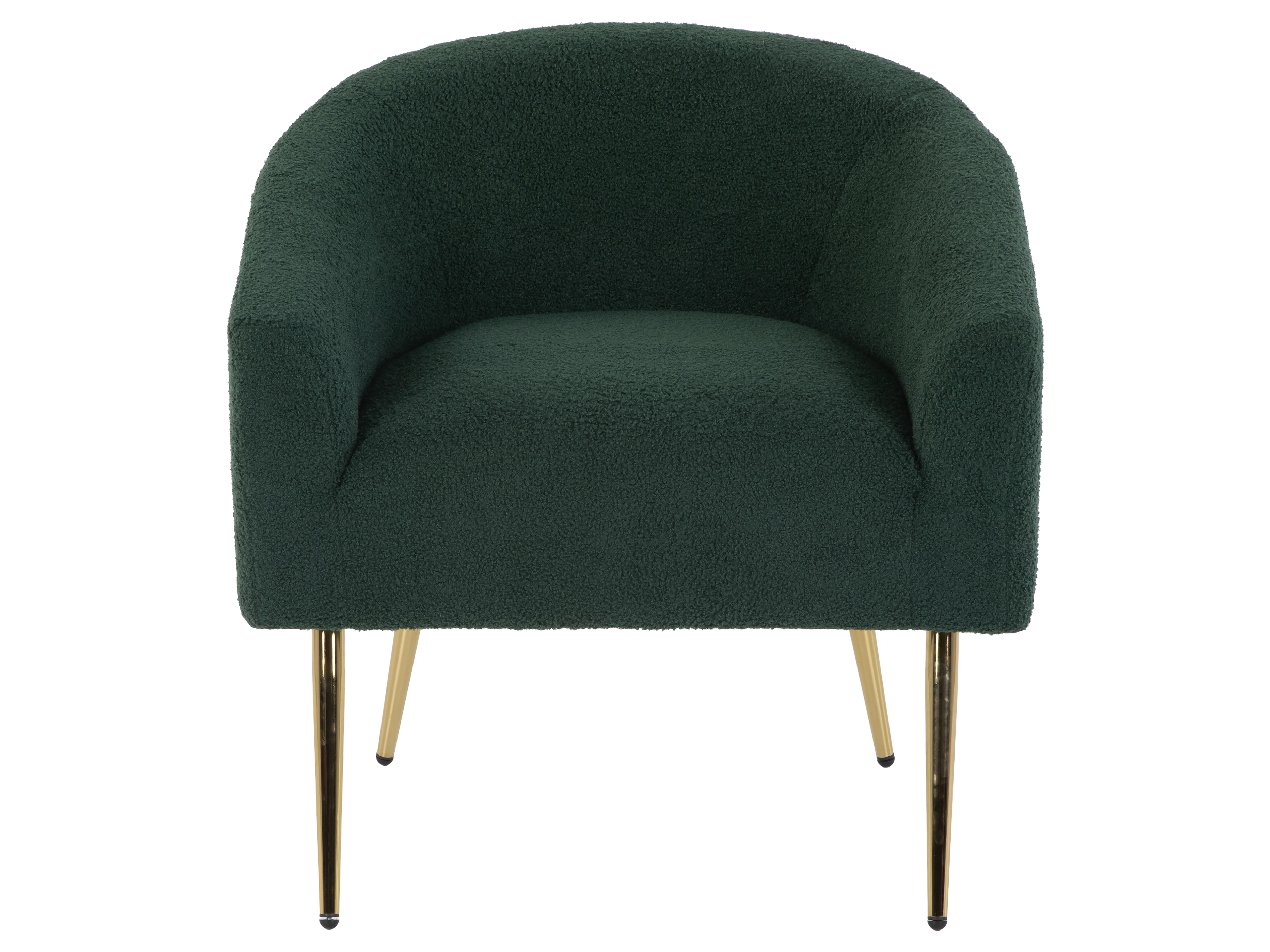 Dark Green Boucle Barrel Accent Chair with Gold Metal Legs - Image 3