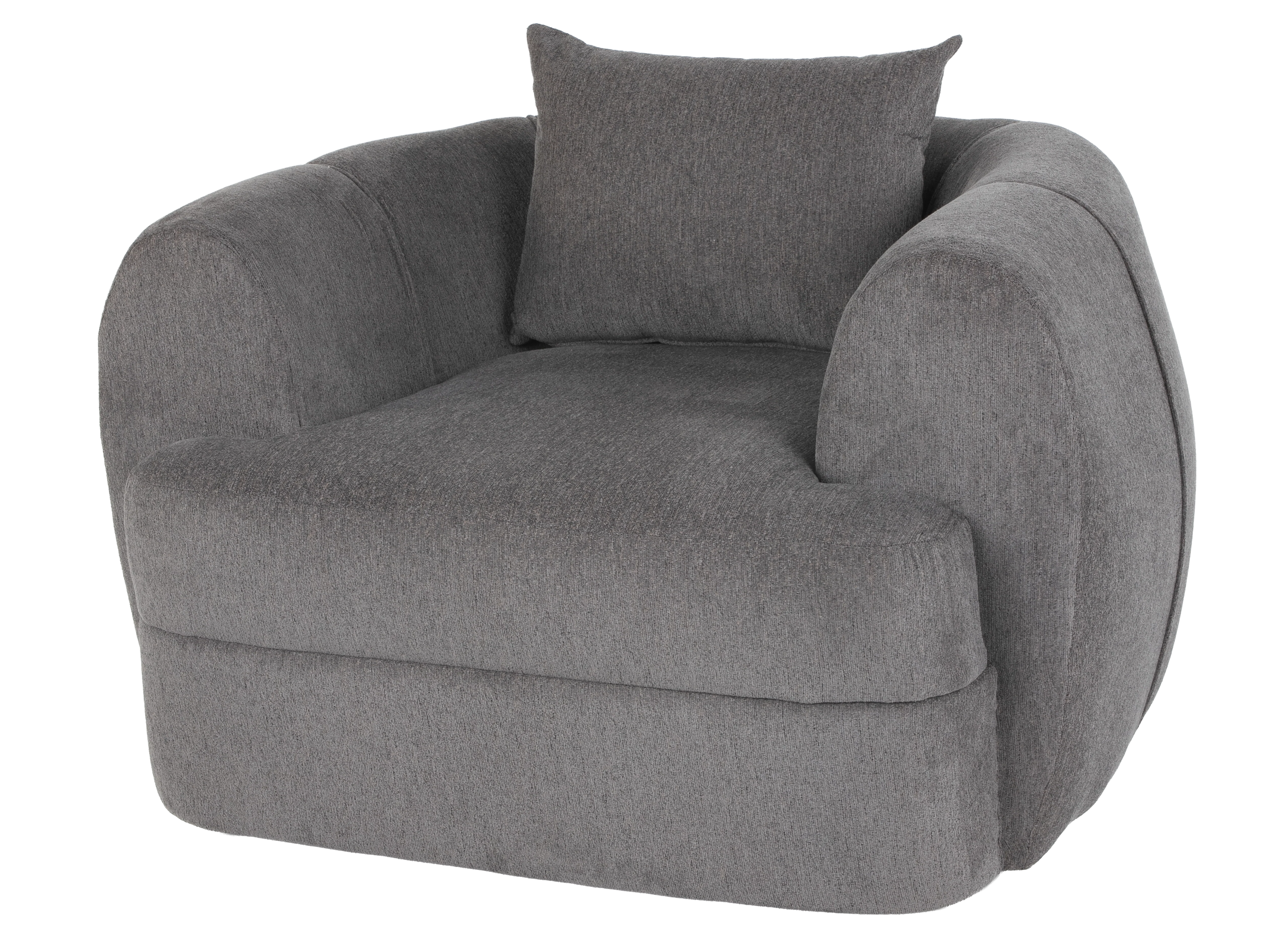 Dark Grey Barrel Swivel Chair with Lumbar Support Pillow