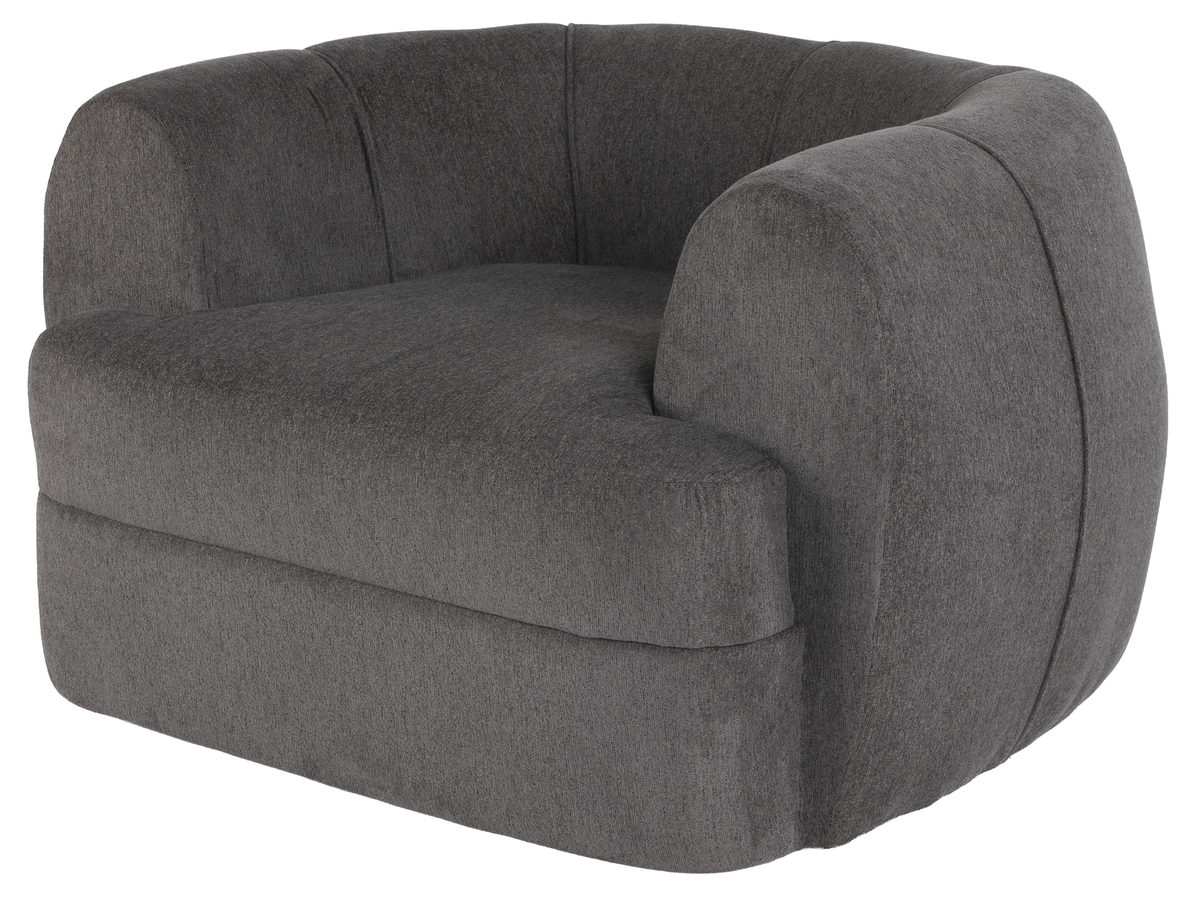 Dark Grey Barrel Swivel Chair with Lumbar Support Pillow - Image 5