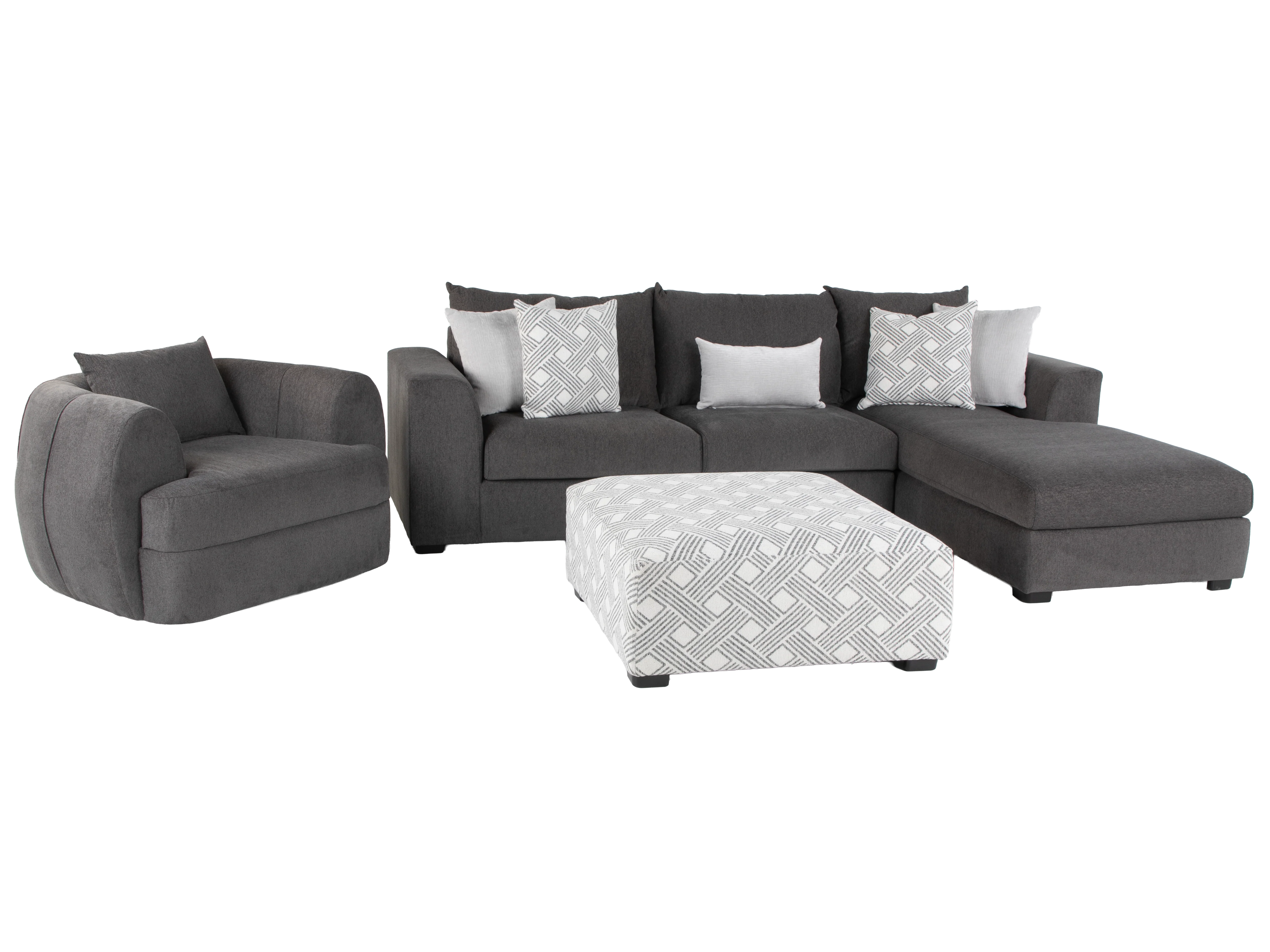 Dark Grey Barrel Swivel Chair with Lumbar Support Pillow - Image 6