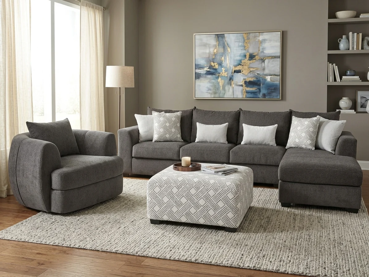 Dark Grey 3-Piece Sectional with Right Arm Facing Chaise - Image 7