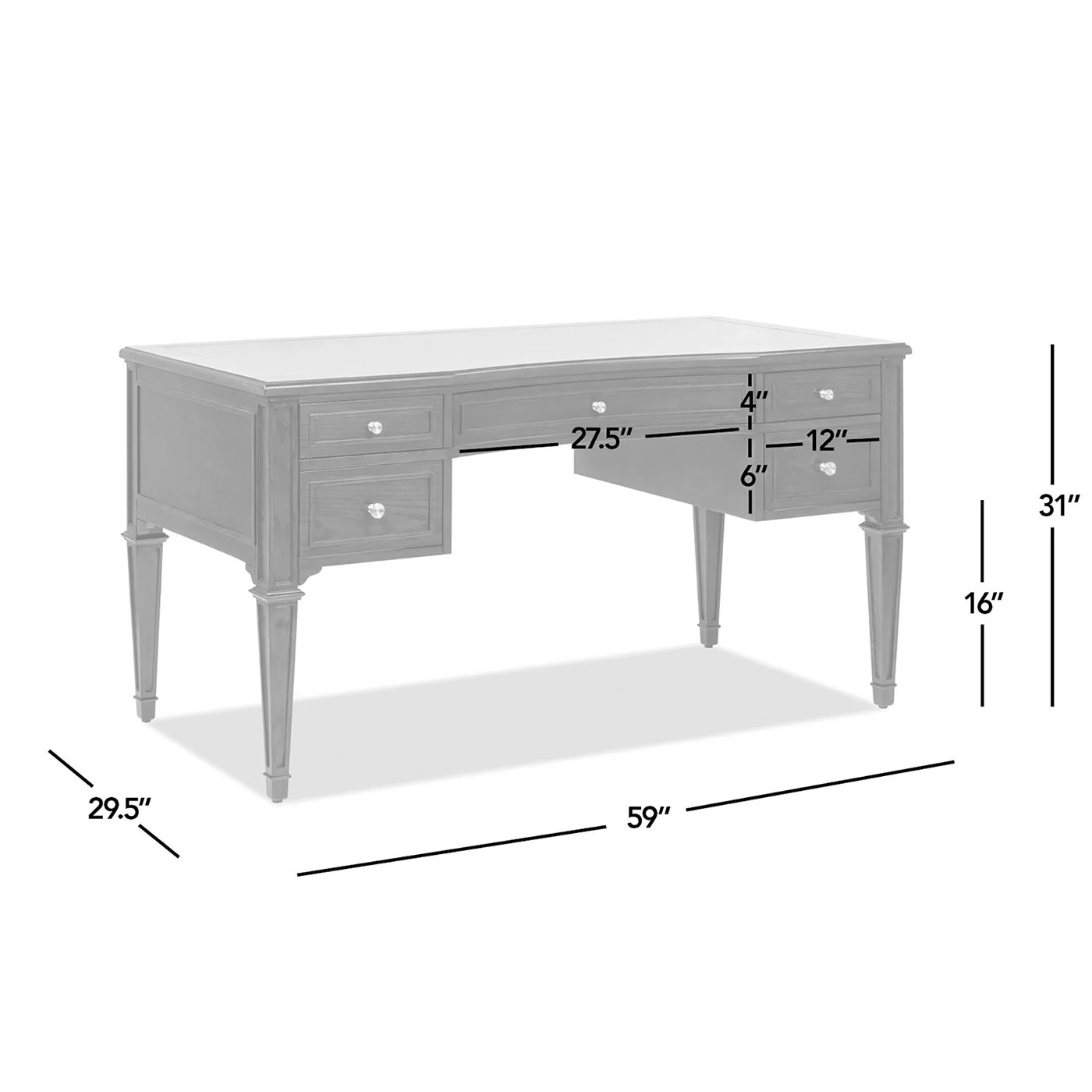 Dauphin - 5 Drawer Executive Desk - Image 3