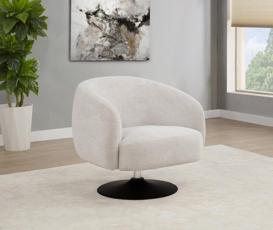 Dave - Upholstered Barrel Back Swivel Club Chair - Beige - Image 2