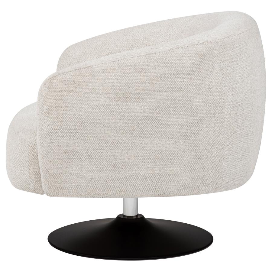Dave - Upholstered Barrel Back Swivel Club Chair - Beige - Image 5