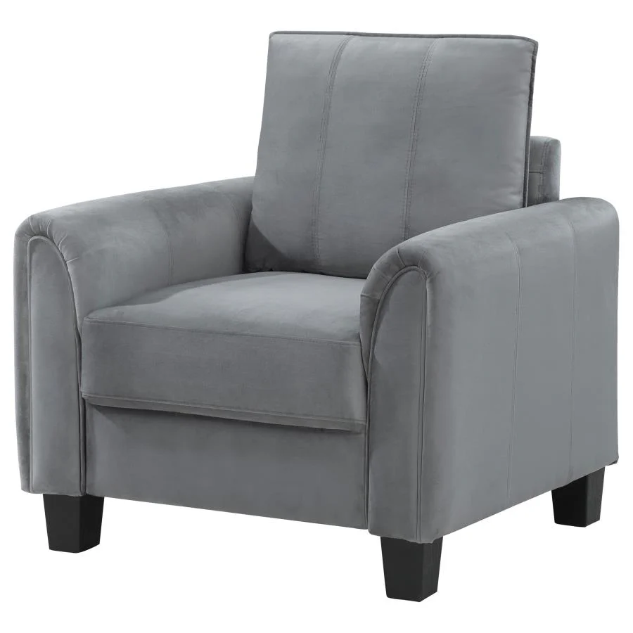 Davis Upholstered Rolled Arm Accent Chair Grey - Image 3