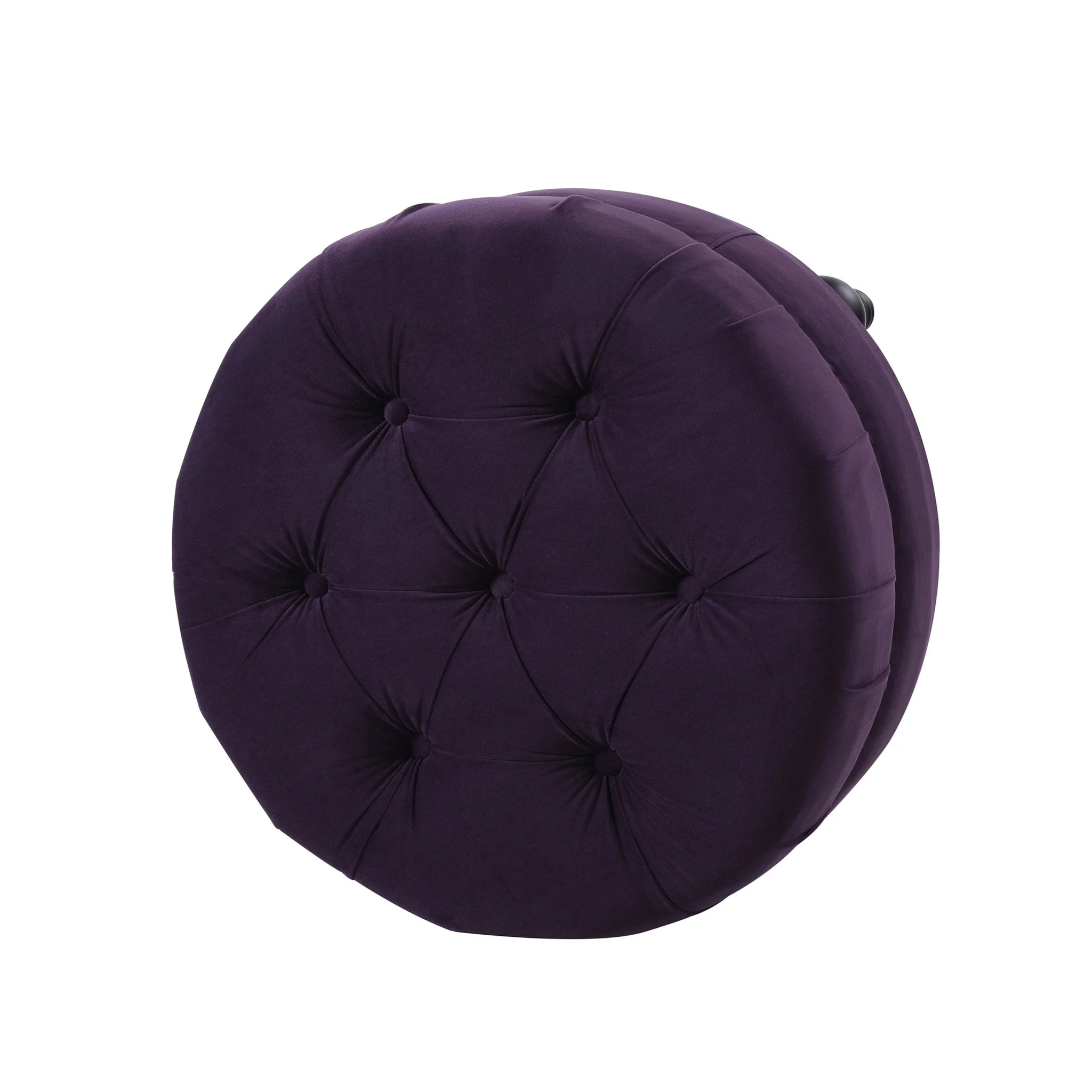 Dawn - Tufted Round Ottoman Nailhead Accents - Purple - Image 2