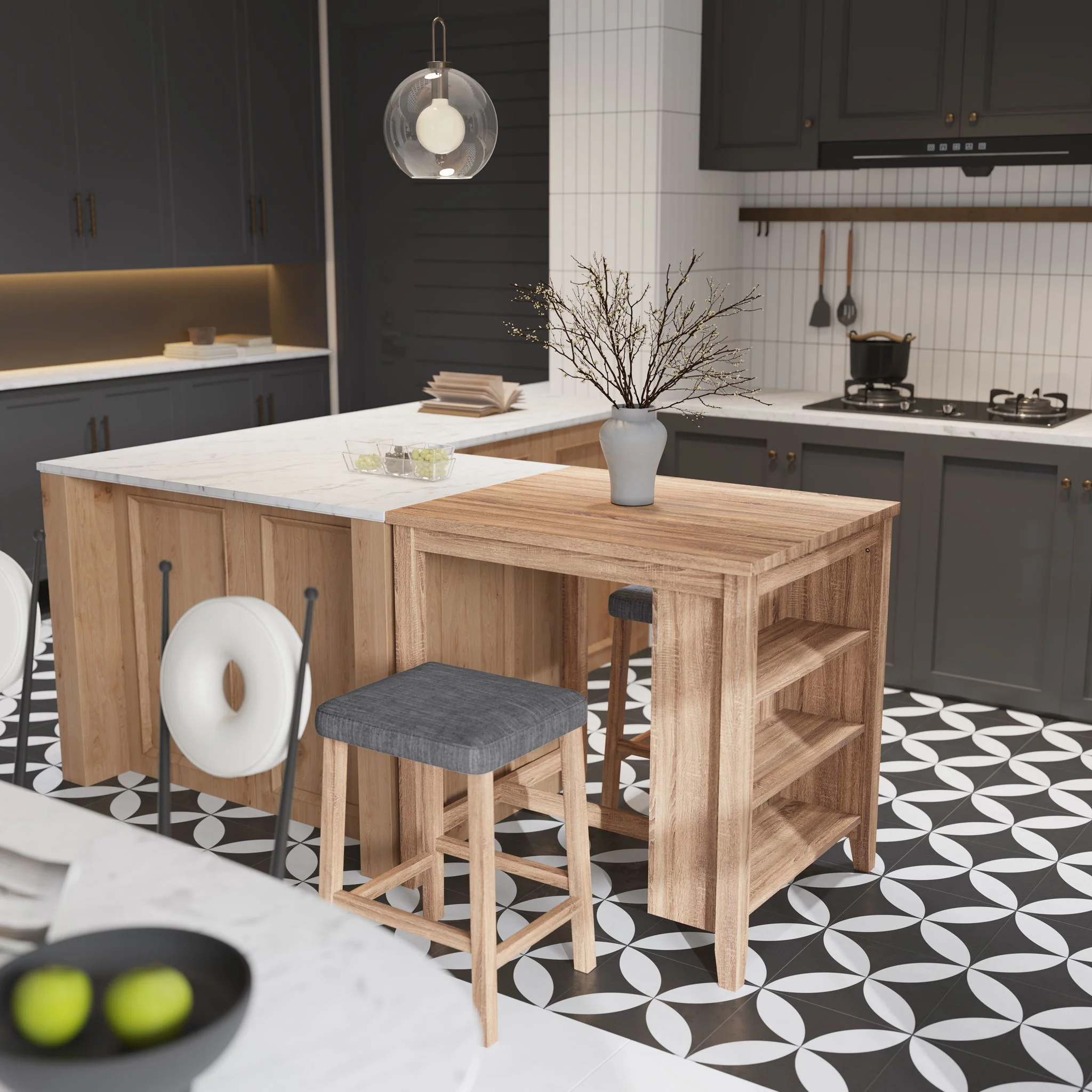 Dawson - 3 Piece Counter Height Table Set - Oak - Image 4