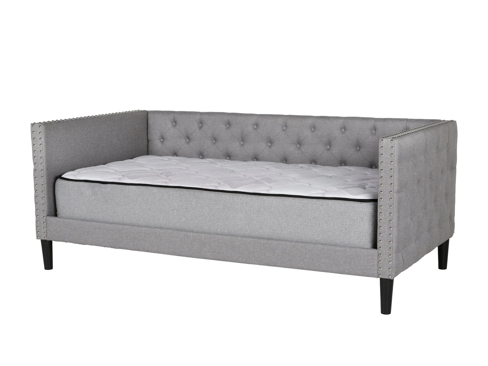 Gray Tufted Upholstered Twin Daybed with Nailhead Trim - Image 3