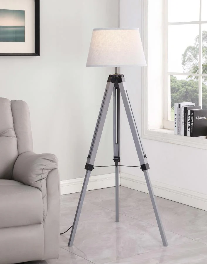 Dayton - Empire Shade Metal Tripod Floor Lamp - Gray - Image 2