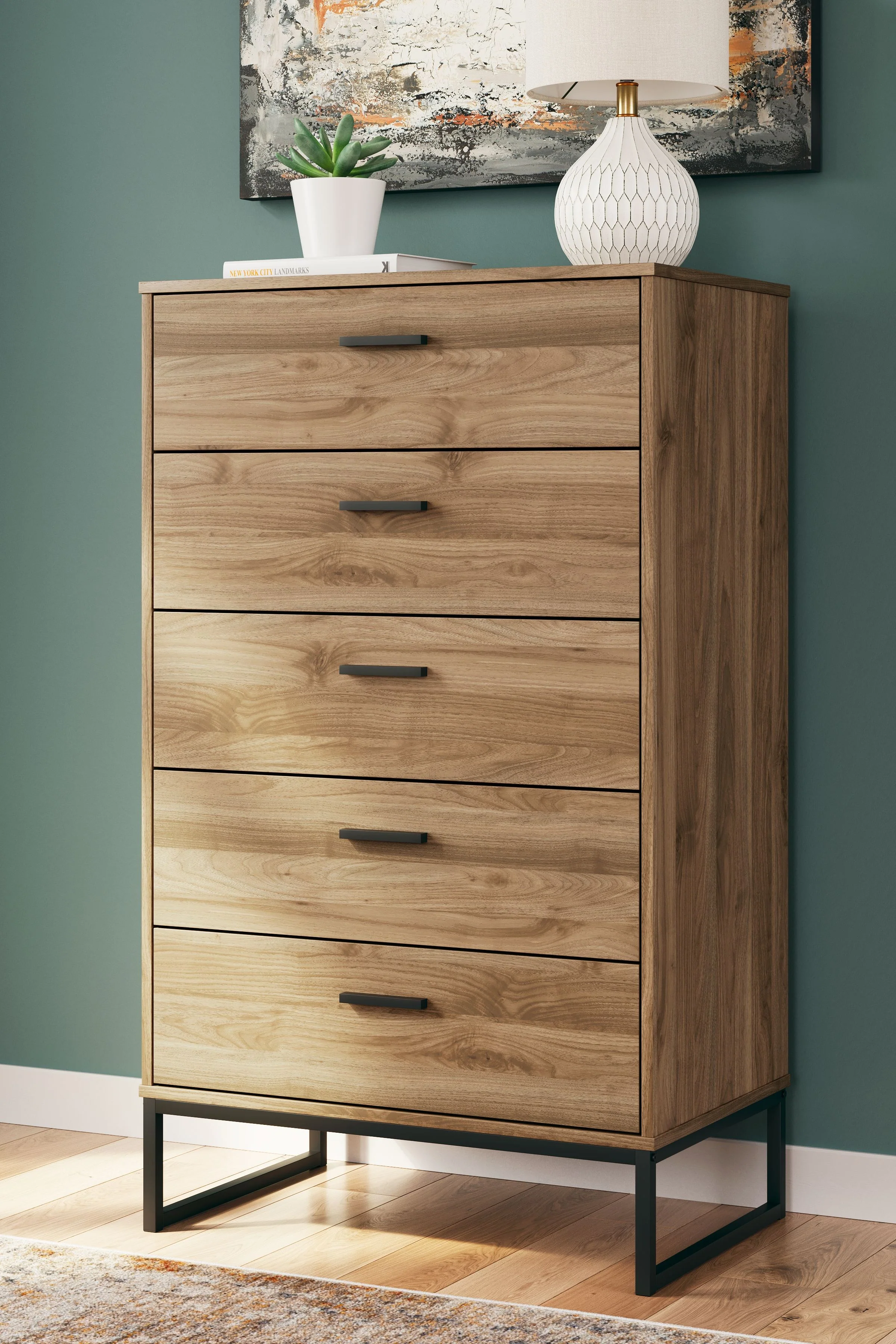 Deanlow - Five Drawer Chest - Honey - Image 5
