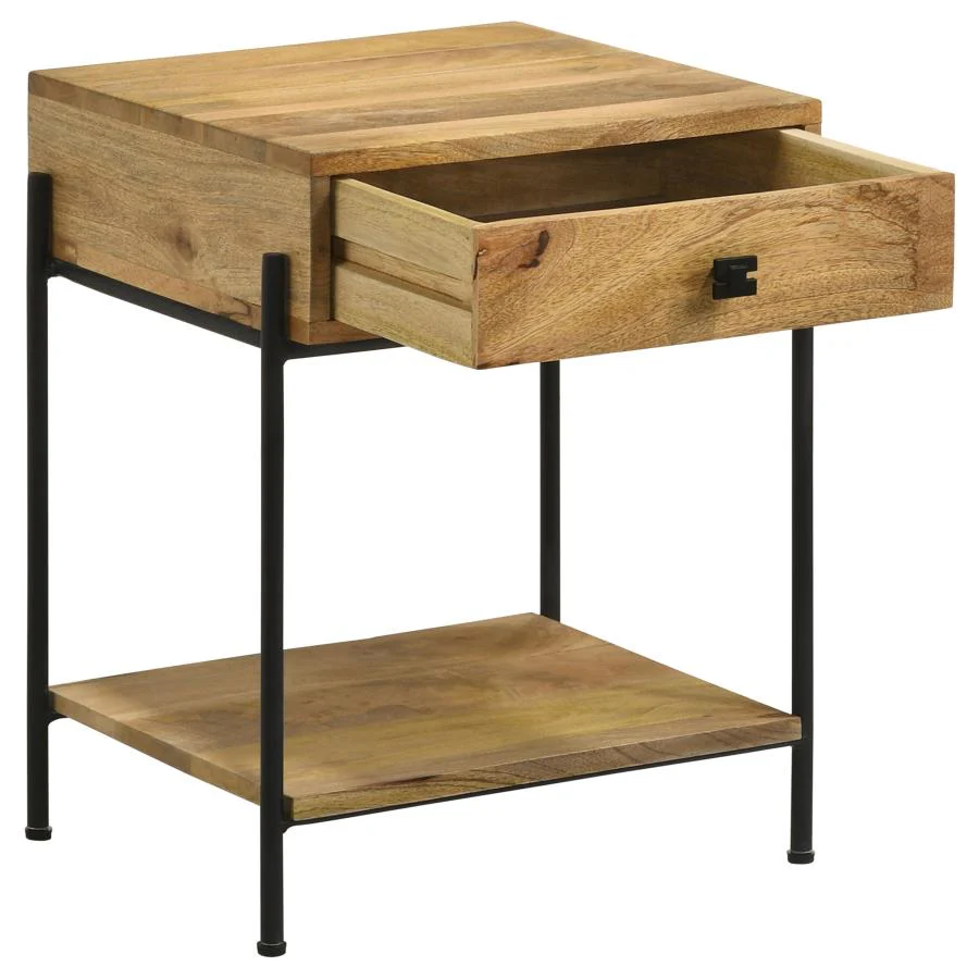 Declan - 1-Drawer Wood Accent Side Table - Natural Mango - Image 3