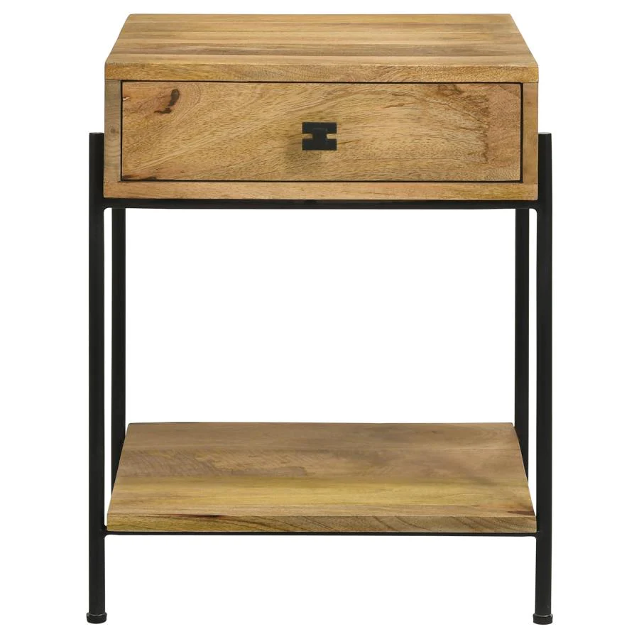 Declan - 1-Drawer Wood Accent Side Table - Natural Mango - Image 4