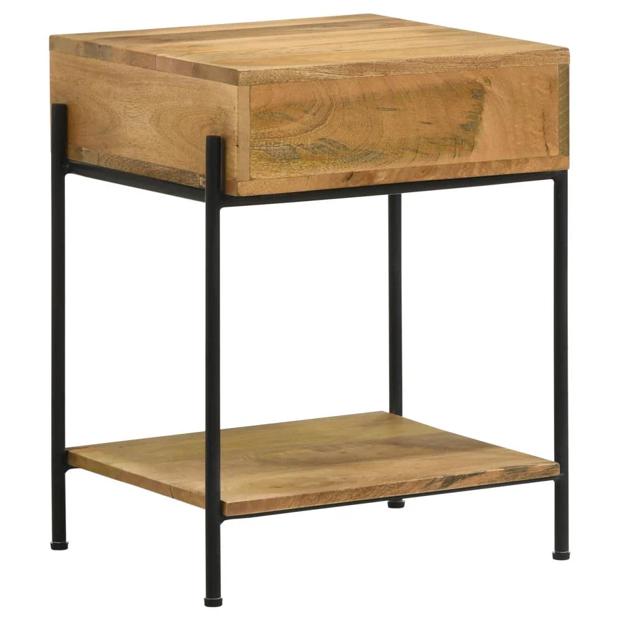 Declan - 1-Drawer Wood Accent Side Table - Natural Mango - Image 7