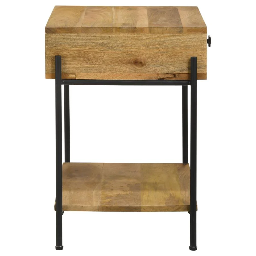 Declan - 1-Drawer Wood Accent Side Table - Natural Mango - Image 9