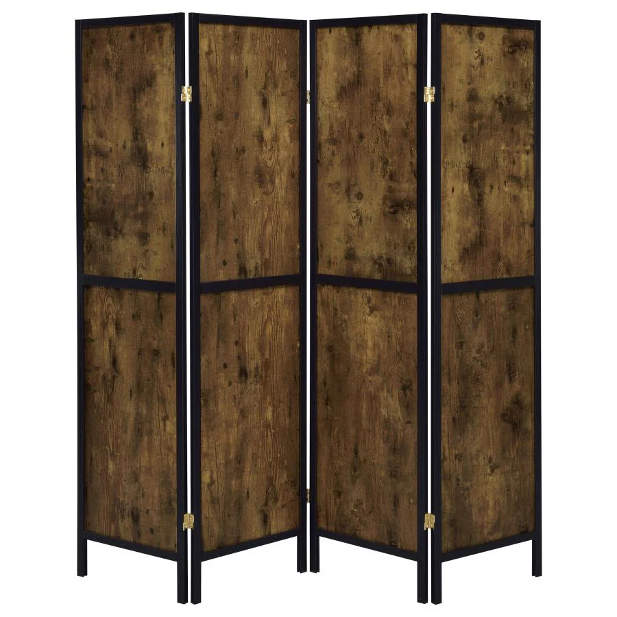 Deepika - 4-Panel Room Divider Folding Screen - Rustic Nutmeg - Image 3