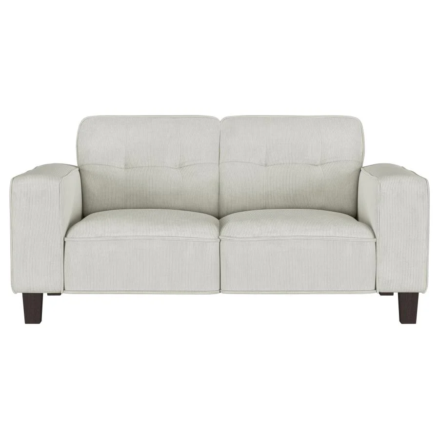 Deerhurst - Upholstered Track Arm Tufted Loveseat - Greige - Image 3