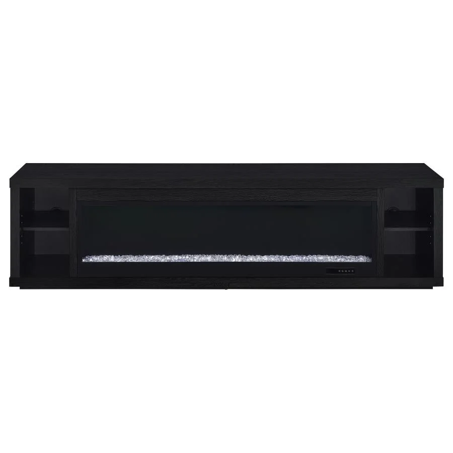 Deiter - 79" TV Stand Fireplace Media Console - Black - Image 3