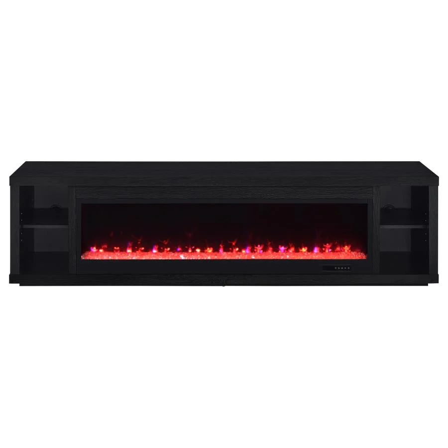 Deiter - 79" TV Stand Fireplace Media Console - Black - Image 4
