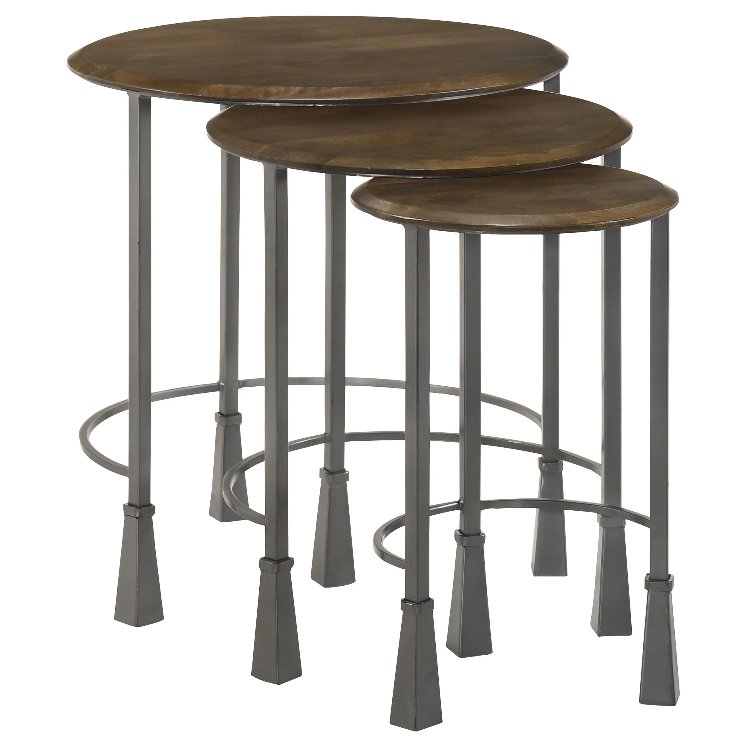 Deja - 3 Piece Round Nesting Table Set - Natural And Gunmetal - Image 10