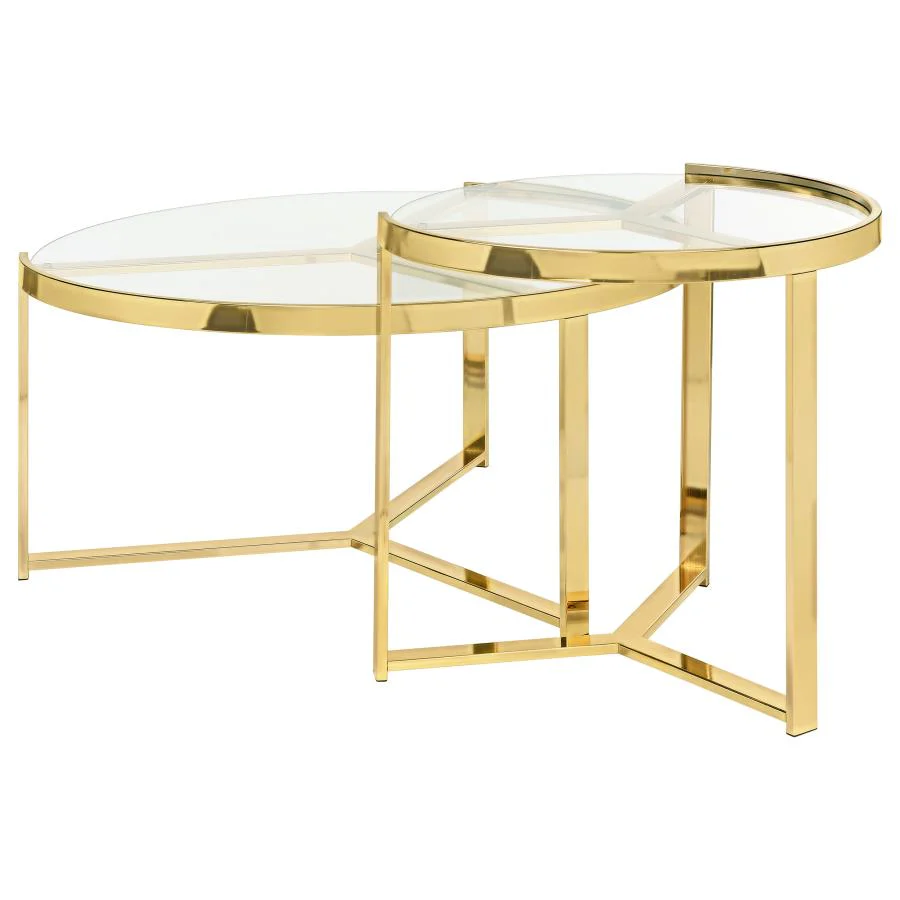 Delia - 2 Piece Round Glass Top Nesting Coffee Table - Image 12