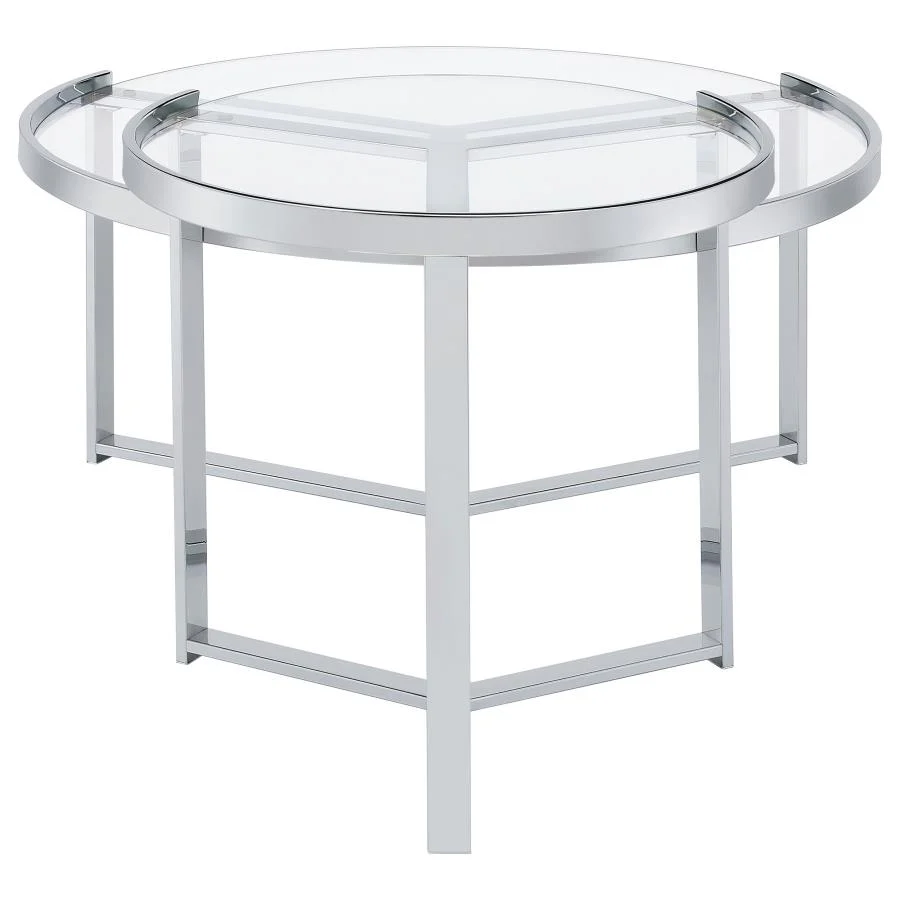 Delia - 2 Piece Round Glass Top Nesting Coffee Table - Image 13