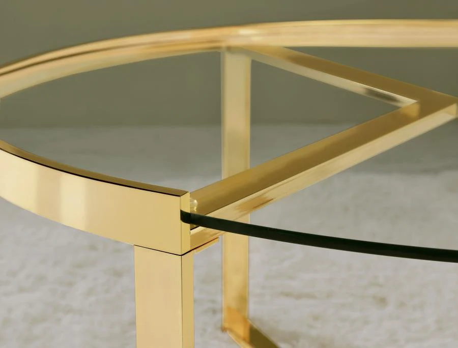 Delia - 2 Piece Round Glass Top Nesting Coffee Table - Image 18