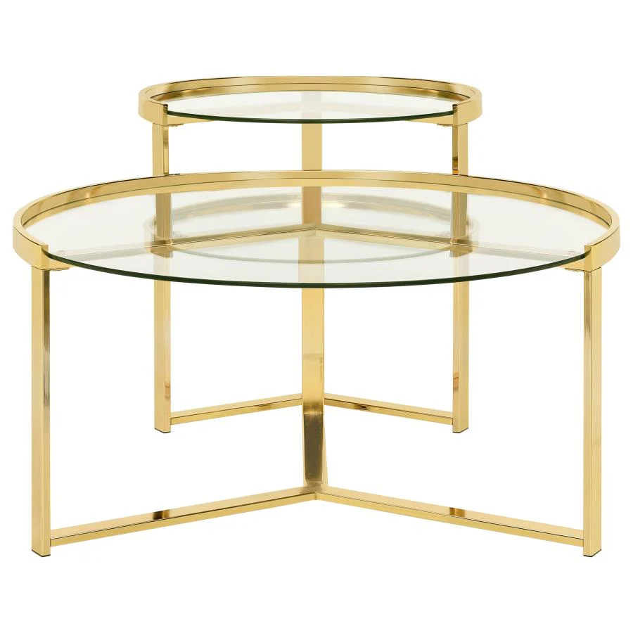 Delia - 2 Piece Round Glass Top Nesting Coffee Table - Image 6