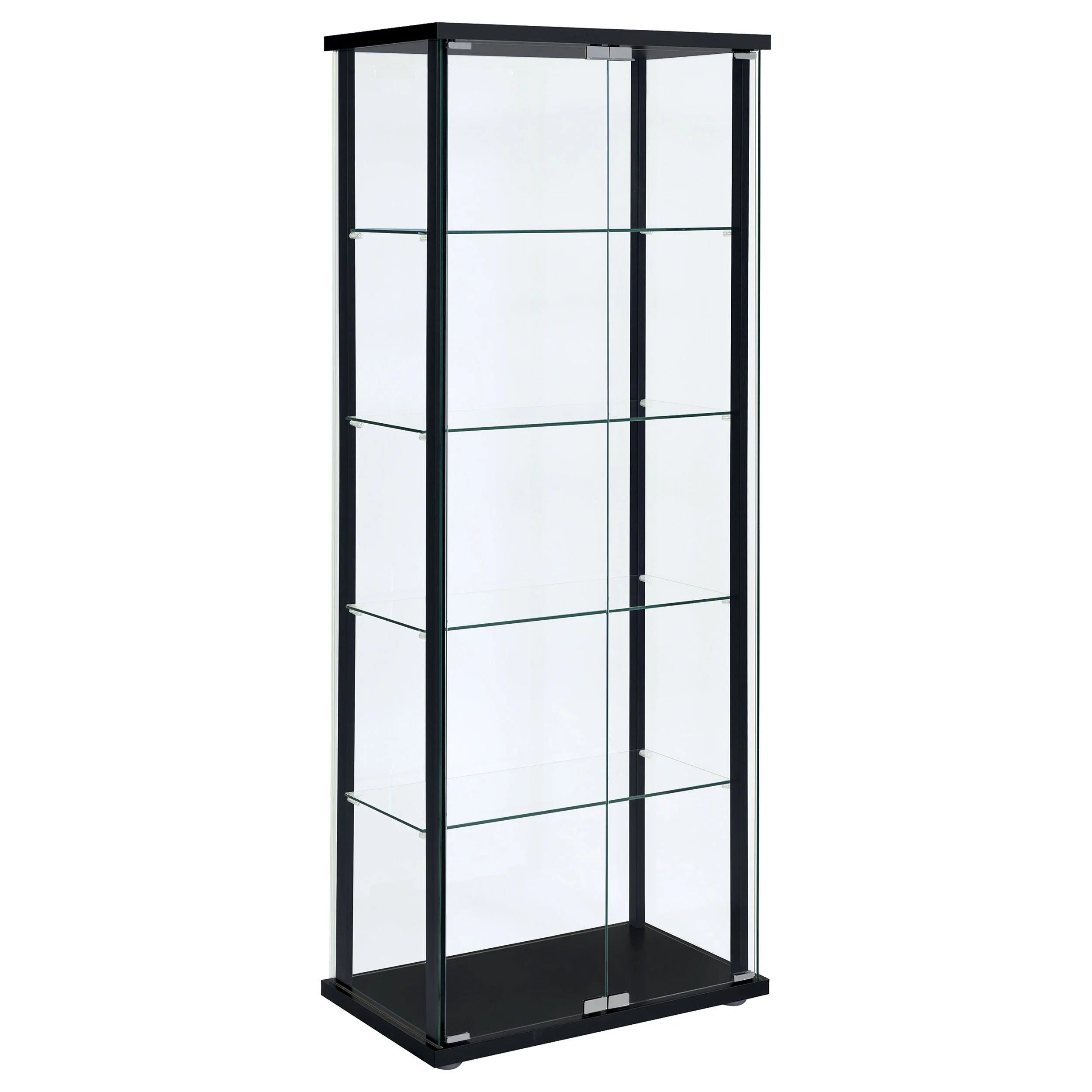 Delphinium - 5-Shelf Clear Glass Curio Display Cabinet - Black - Image 12