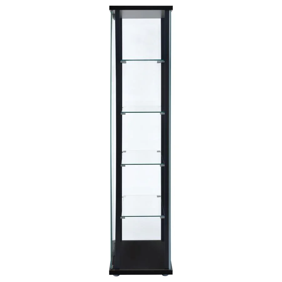 Delphinium - 5-Shelf Clear Glass Curio Display Cabinet - Black - Image 5