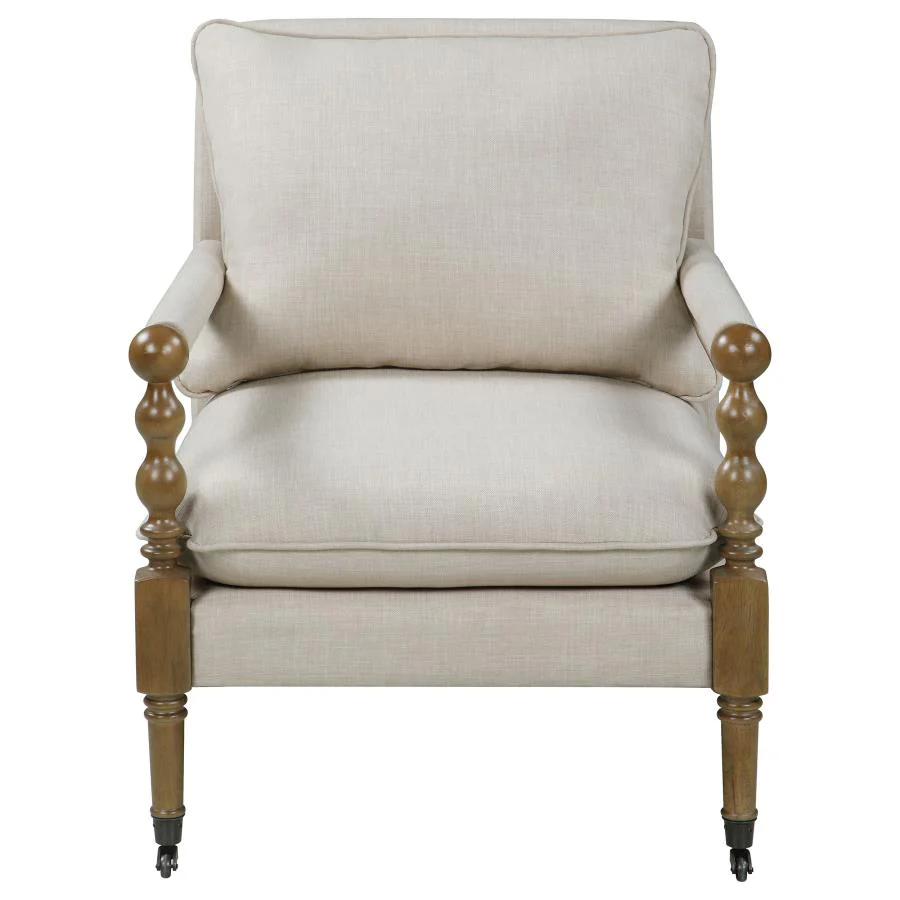 Dempsy - Upholstered Accent Chair With Casters - Beige - Image 3