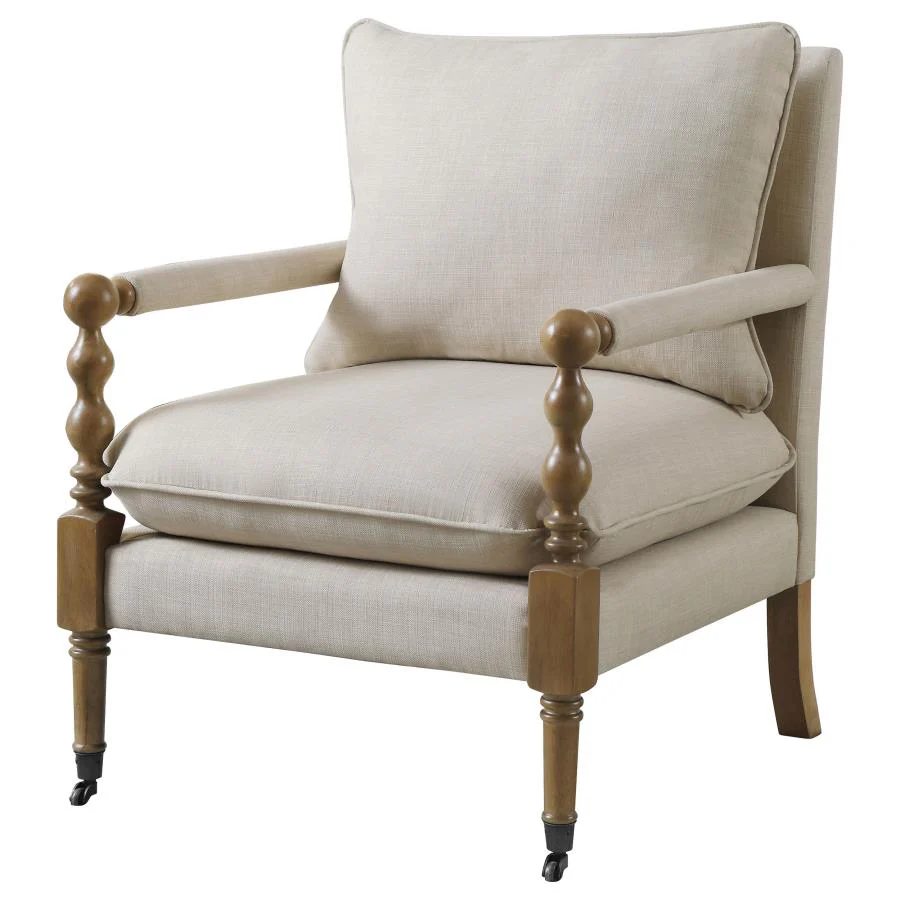 Dempsy - Upholstered Accent Chair With Casters - Beige - Image 4