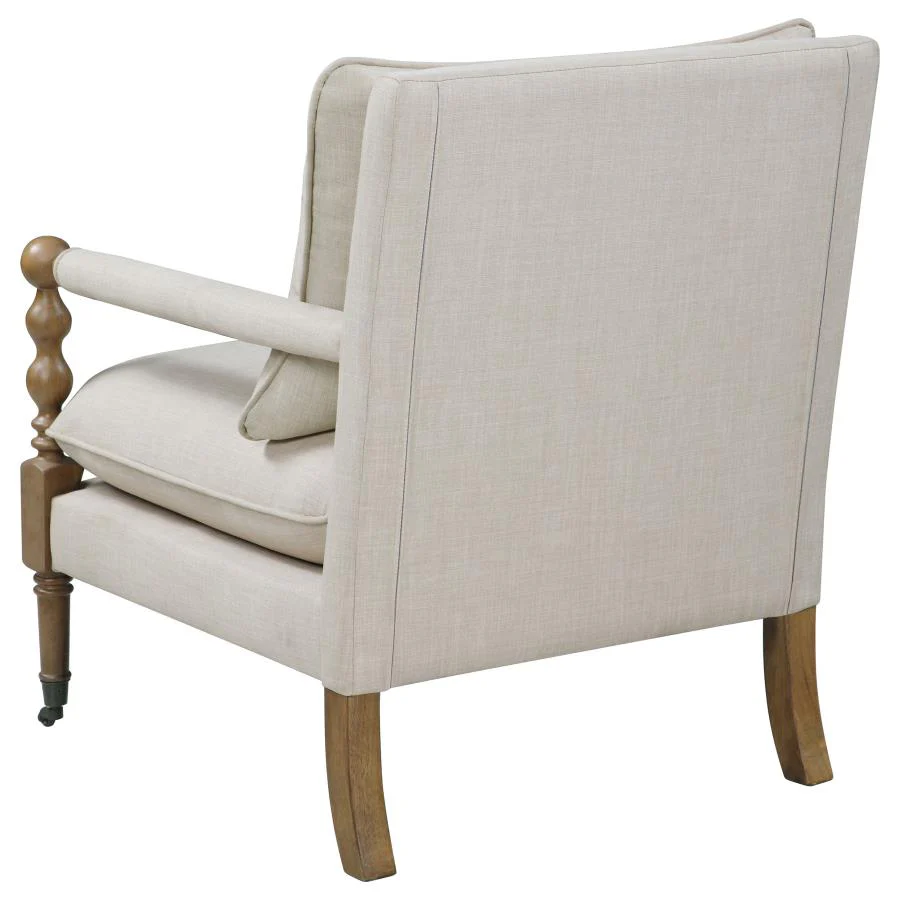 Dempsy - Upholstered Accent Chair With Casters - Beige - Image 5