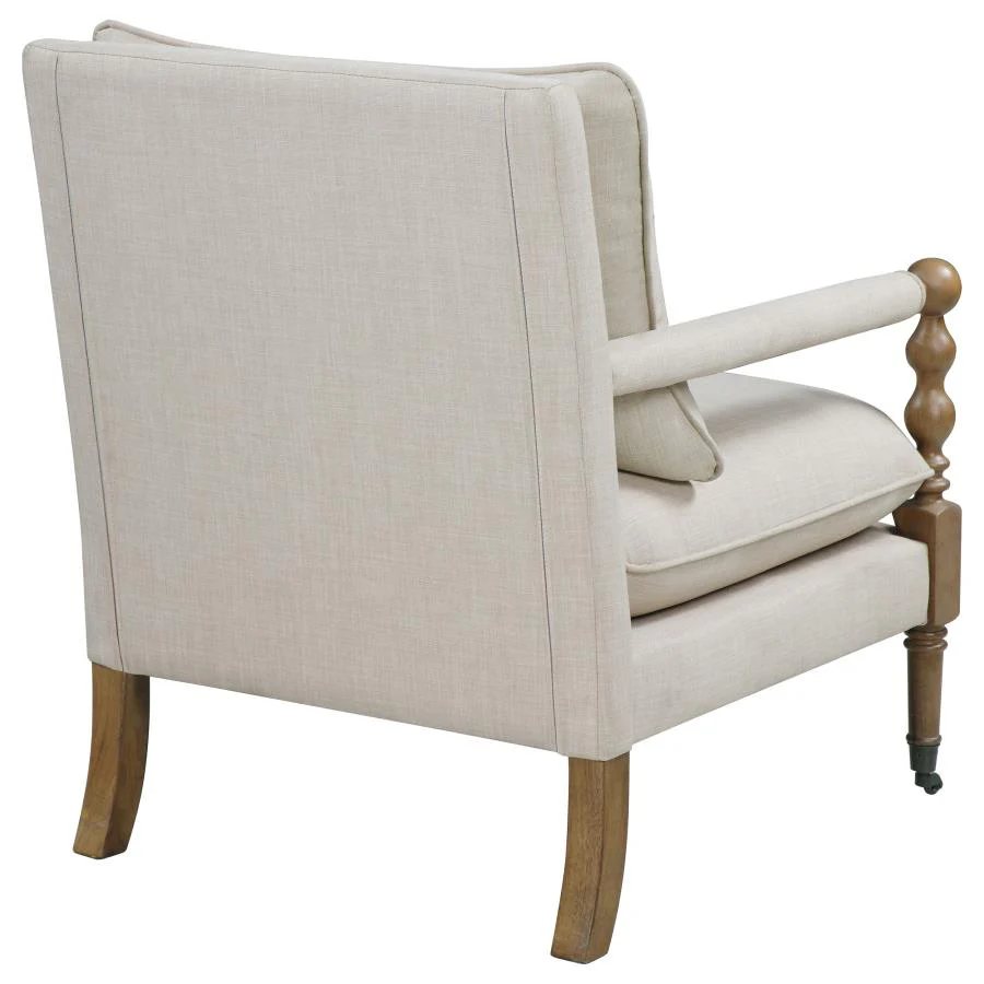 Dempsy - Upholstered Accent Chair With Casters - Beige - Image 6