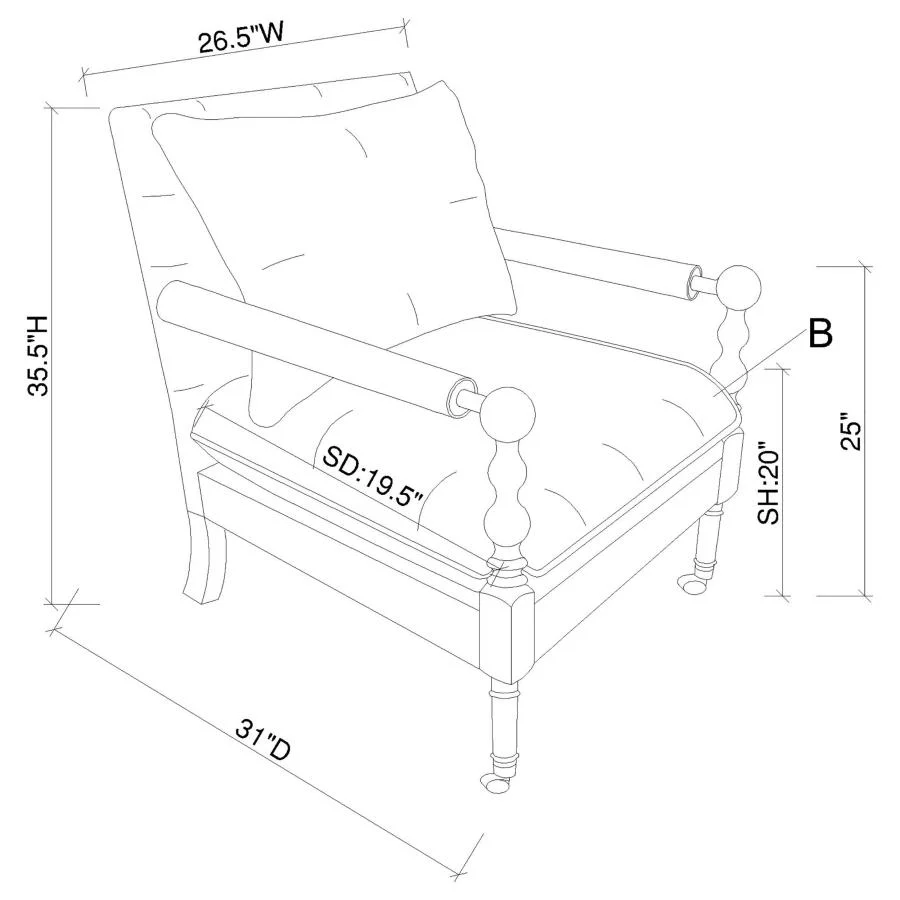 Dempsy - Upholstered Accent Chair With Casters - Beige - Image 7